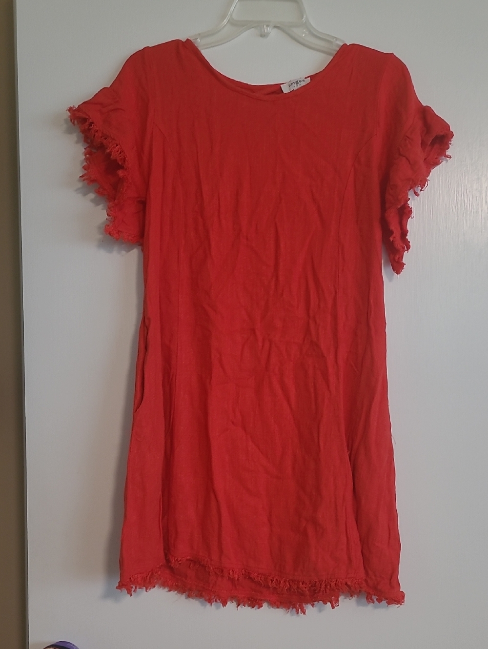 Umgee Red Ruffle Sleeve Dress, Size Small